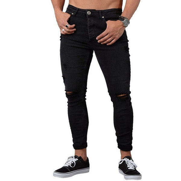 2020 Mens Ripped Jeans for men Casual Black Blue Skinny